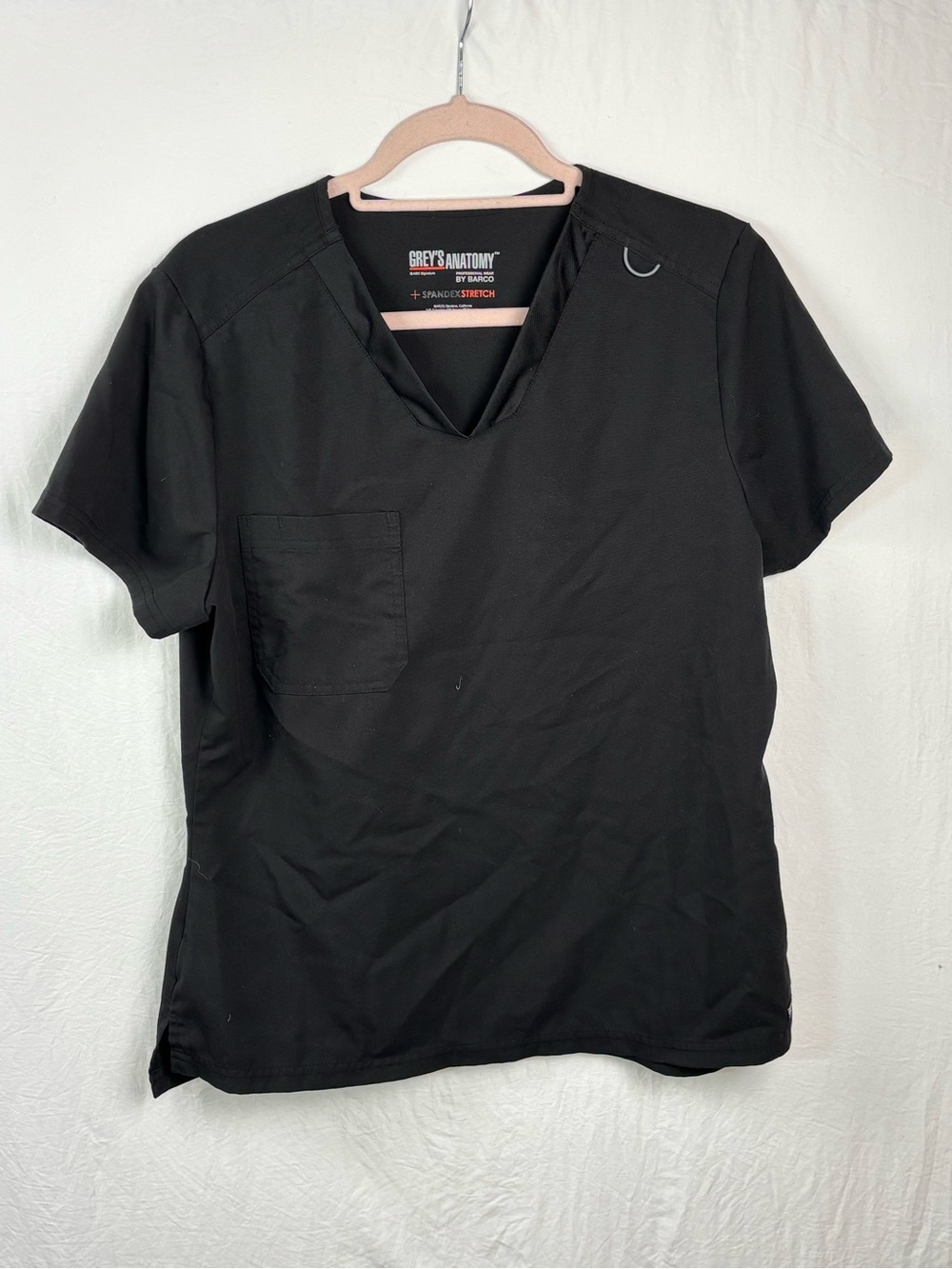 Lot of 3 Grey's Anatomy women’s Medium V-Neck Scrub Tops navy, black and grey